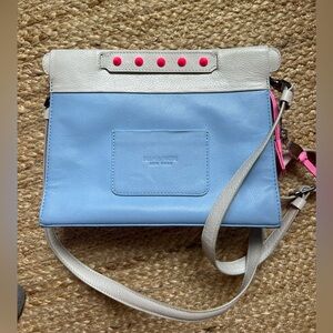Min And Mon Vali Crossbody Sterling Blue Leather Bag - Light Blue